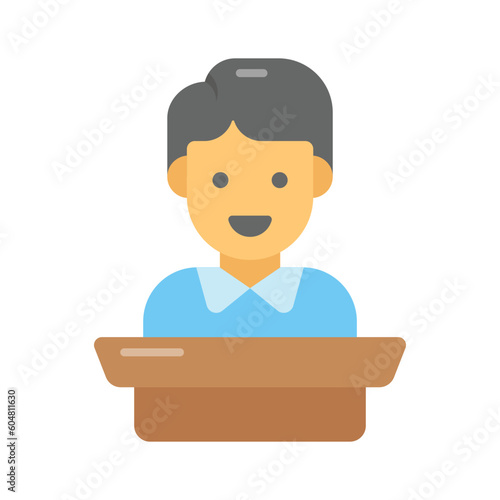 Download this premium icon of conference in trendy style, orator in flat style