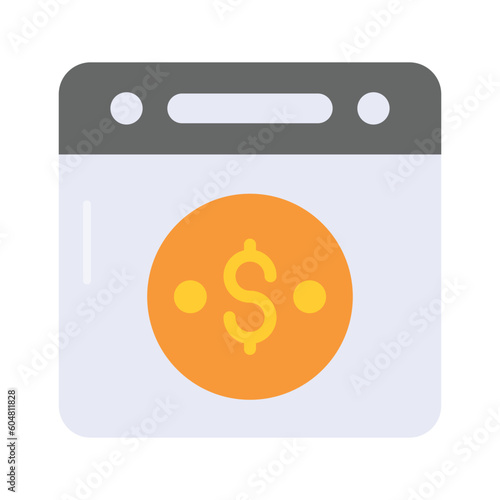 Dollar coin inside webpage showing concept icon of online earnings or monetization