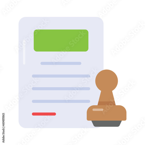 Stamp and paper showing vector of official document in trendy style