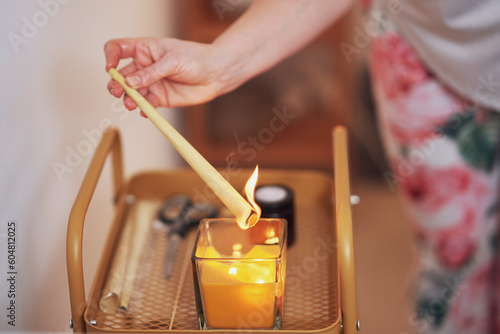 Picture of woman having candle therapy concha photo