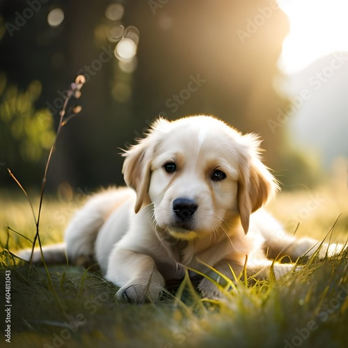 golden retriever puppy on the grass