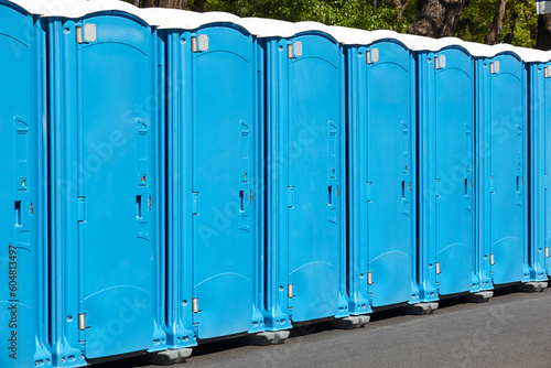 Obraz na płótnie Portable wc. Public mobile toilet set in the street. Transportable w salonie
