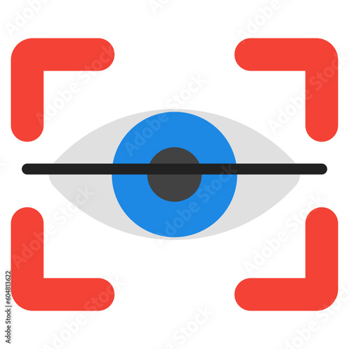 Eye recognition icon in flat style, use for website mobile app presentation