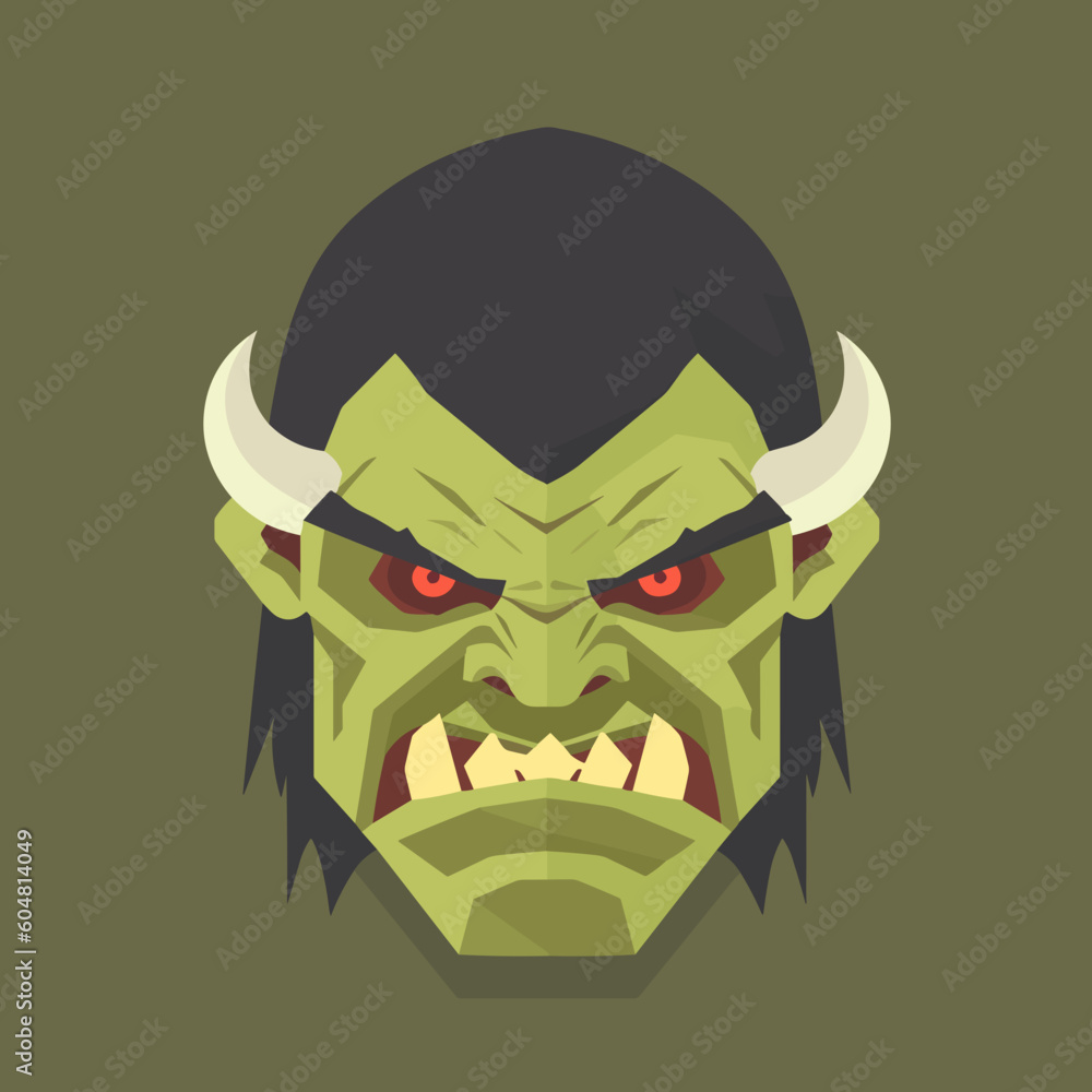 Vetor de Orc fantasy avatar minimalistic flat vector art symbol / logo ...