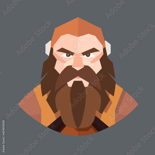 dwarven warrior fantasy avatar minimalistic flat vector art symbol / logo, calm pastel colours

