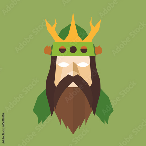druid fantasy avatar minimalistic flat vector art symbol / logo, calm pastel colours