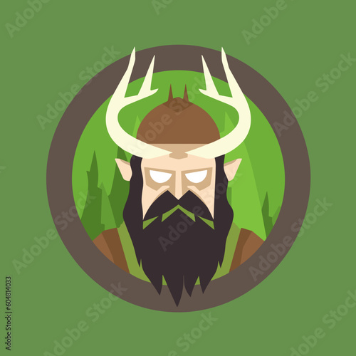 druid fantasy avatar minimalistic flat vector art symbol / logo, calm pastel colours