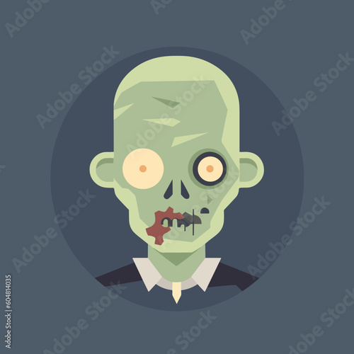 zombie fantasy avatar minimalistic flat vector art symbol / logo, calm pastel colours