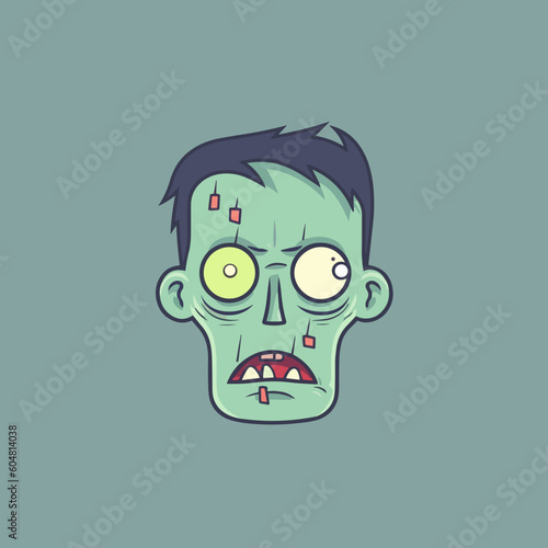 zombie fantasy avatar minimalistic flat vector art symbol / logo, calm pastel colours