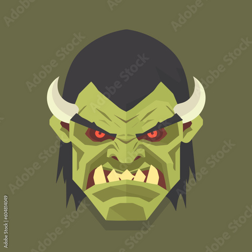 Orc fantasy avatar minimalistic flat vector art symbol / logo, calm pastel colours