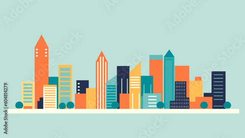 Miami city skyline retro art banner - minimalistic flat vector art