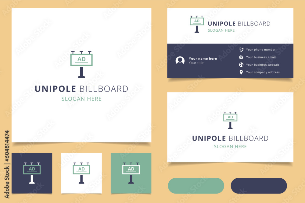 Fototapeta premium Unipole billboard logo design with editable slogan. Branding book and business card template.