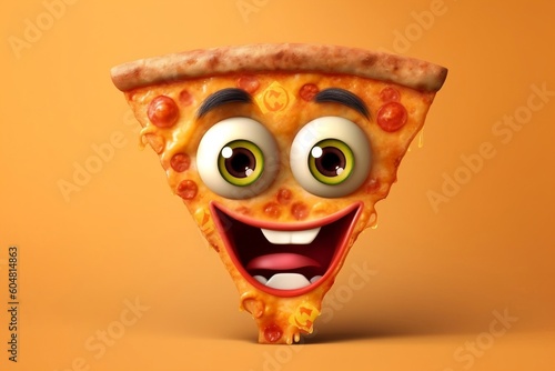 Personified Pizza Slice The Cartoon Character. AI