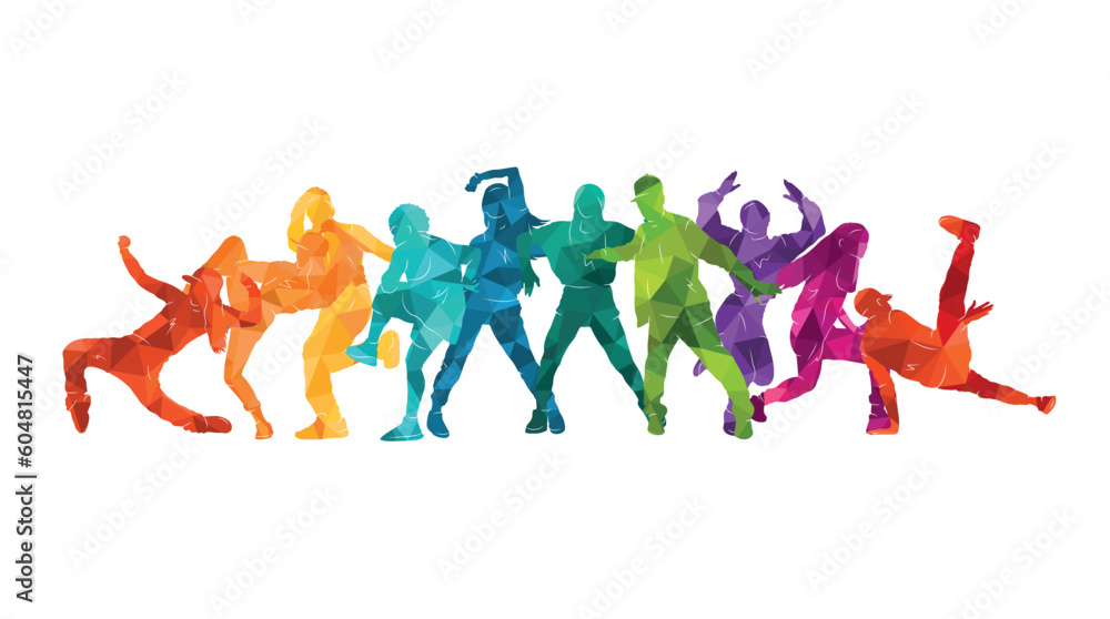 Detailed vector illustration silhouettes of expressive dance people dancing. Jazz funk, hip-hop, house. Dancer.