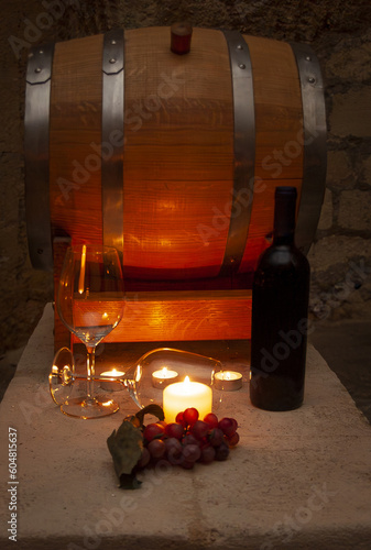 Botte di vino e calice