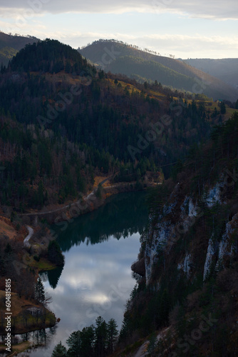 Scenic view of a lake in mountains. Zaovine lake, Serbia.