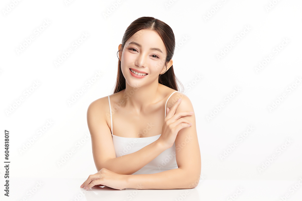 Beautiful young asian woman with clean fresh skin on white background, Face care, Facial treatment, Cosmetology, beauty and spa, Asian women portrait. Beautiful young asian woman with clean fresh skin on white background, Face care, Facial treatment, Cosmetology, beauty and spa, Asian women portrait.