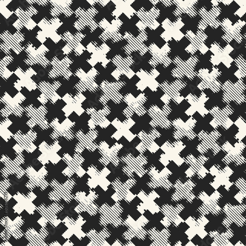 Monochrome Moiré Effect Textured Juji Tsunagi Pattern