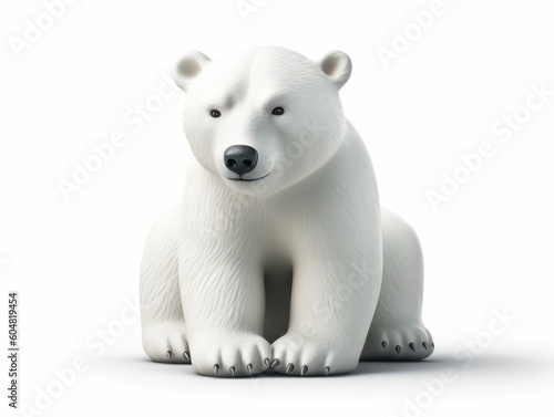 White polar bear isolated on a white background Created with Generative AI technology © Denis Darcraft