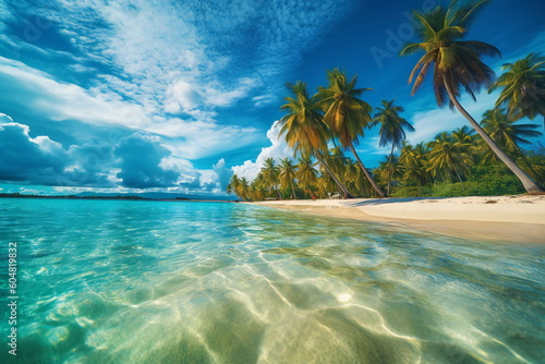 Dream Vacation: Tropical Beach with Turquoise Water, Generative AI