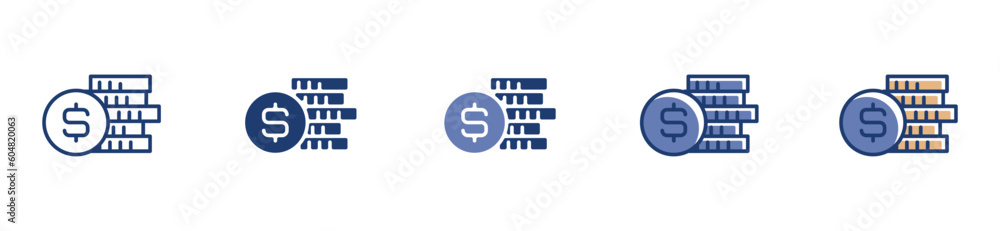 stack of coin icon dollar money earning a pile of coin signs in all design style illustrations for web and app interface stack of coin icon dollar money earning a pile of coin signs in all design style illustrations for web and app interface