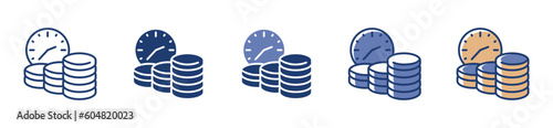 time is money icon vector with a variety of different styles illustration stack of coin signs