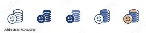 Stack of coin money icon vector, a pile of coins for saving, income, revenue, finance, paying, earning, salary, tip signs illustration in complete styles for an app or web template