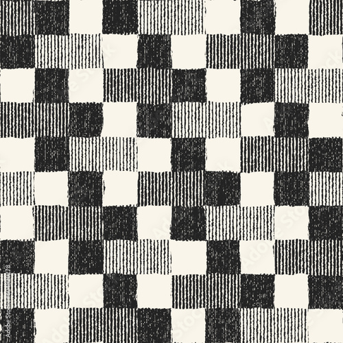 Monochrome Irregularly Woven Textured Juji Tsunagi Pattern