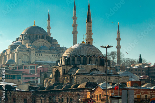 Domes of Suleymaniye mosque in Istanbul, Turkey