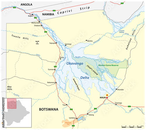 vector map of the Okavango Delta in Botswana