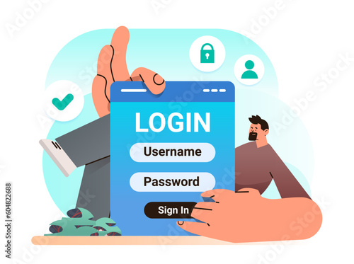 man login to social media app mobile or computer application users entering username and password create an account