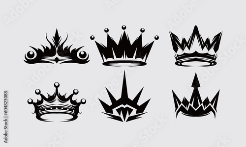 Crown king and queen clip art games vector logo element sticker, silhouette pince royal kingdom isolated editable