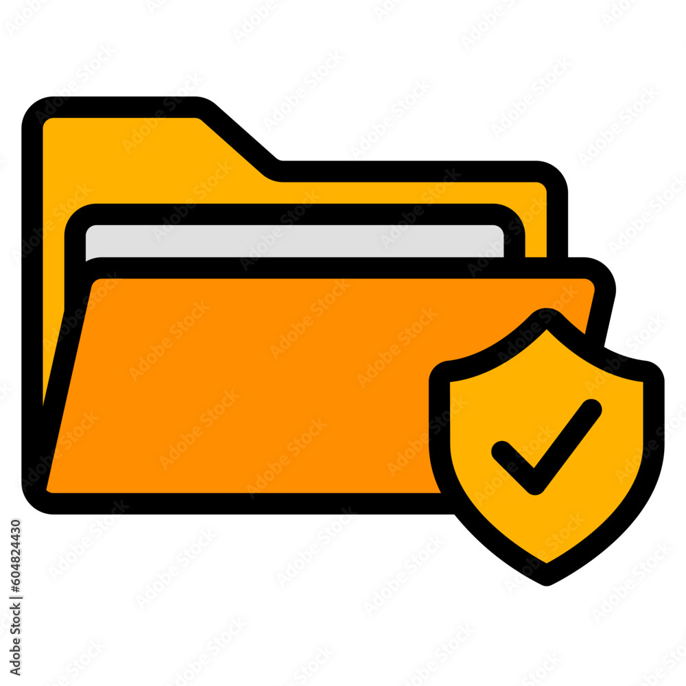 Folder protection icon in filled line style, use for website mobile app presentation Folder protection icon in filled line style, use for website mobile app presentation