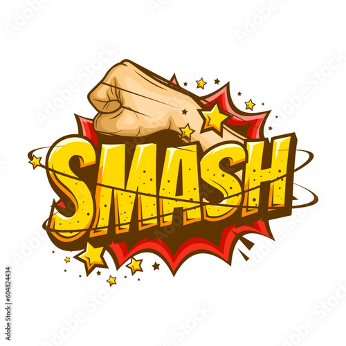smash comic cartoon expression with hand punch illustration