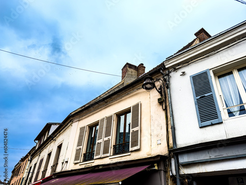 Street view of old village Chevreuse in France photo