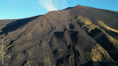This aerial drone video shows the mount Etna which is the largest active volcano in Europe. The Mountain can be found on the Island of Sicily in Italy.