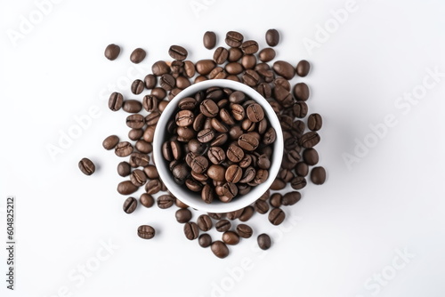 top view espresso coffee on white background