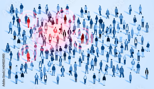 people group near red infected persons coronavirus spreading concept horizontal