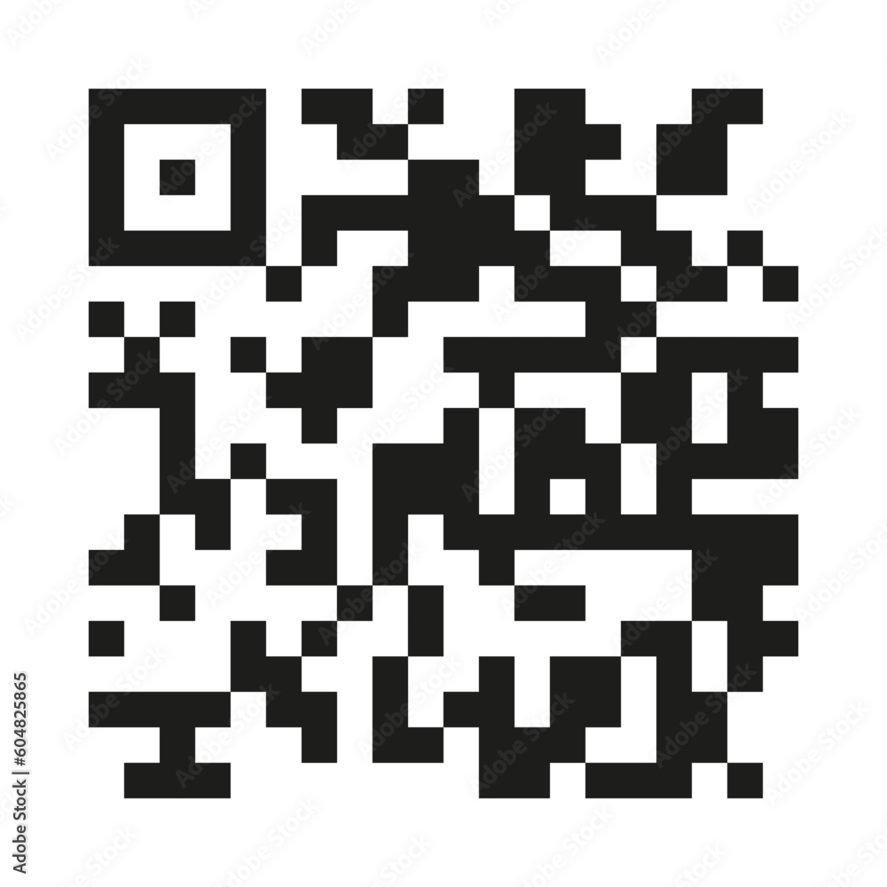 QR code icon with a modern and sleek design. A square-shaped icon featuring a matrix of black and white squares arranged in a unique pattern, representing a QR code.