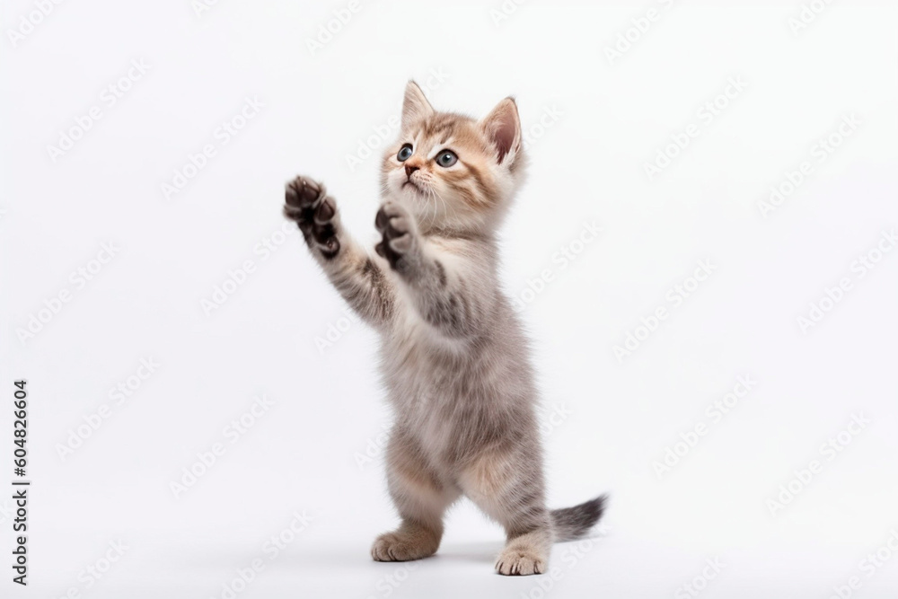Obraz premium Cat standing on his hind legs created with Generative AI technology