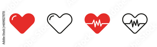 Set of heart icons. A collection of icons depicting hearts, universally recognized as symbols of love, affection, and emotions. These icons can be used to represent love, romance, relationships.