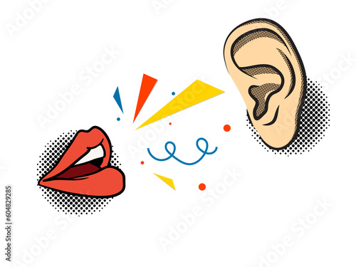 Картината върху платно Communication concept - lips and ear