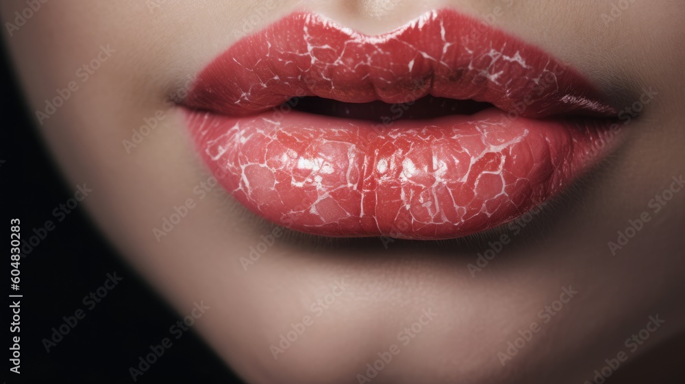 Detailed CloseUp of Dry, Chapped, and Crackled Lips HighResolution