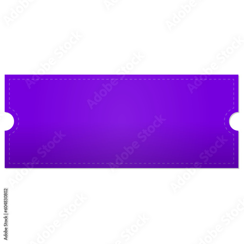 Blank Purple ticket and coupon with dashed line