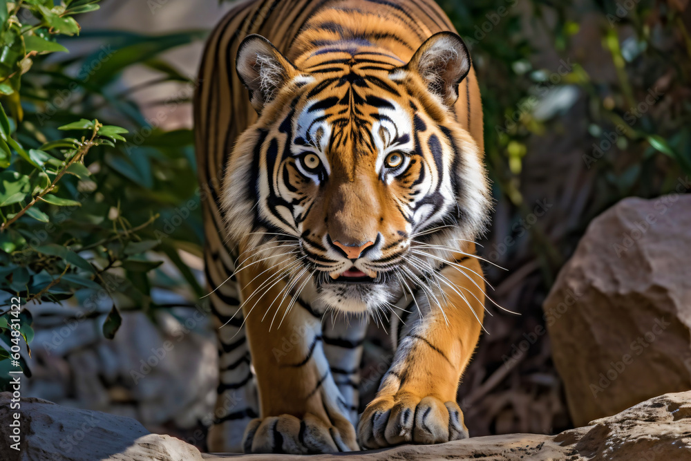frontal view of a tiger, generative ai frontal view of a tiger, generative ai