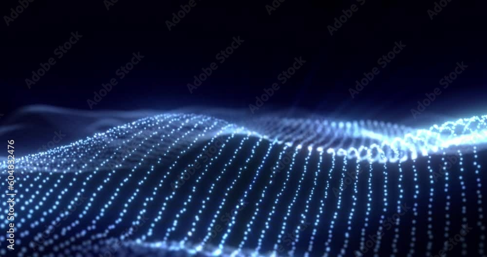 Digital dynamic particle wave, data flow, cyber technology background, motion waving dots texture with glowing defocused particles Digital dynamic particle wave, data flow, cyber technology background, motion waving dots texture with glowing defocused particles