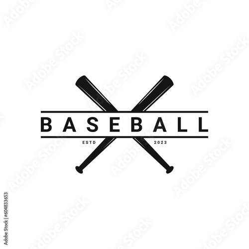Vintage retro baseball club logo design with hipster drawing style