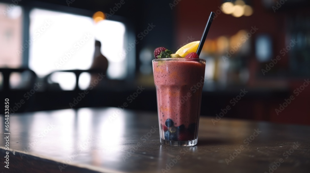 Commercial shot of smoothie on table Commercial shot of smoothie on table