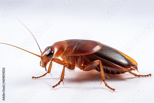 Insect cockroach close-up on a white background. Generative AI