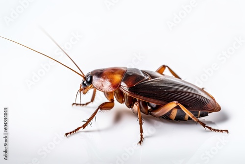 Illustration of a cockroach isolated on a white background. Generative AI